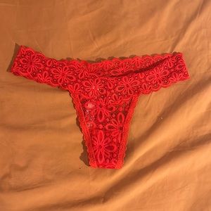 Victoria’s Secret red lace thong NWT